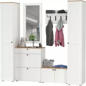 Прихожая Моби Остин 46, цвет белый шагрень/дуб крафт золотой (1028083)