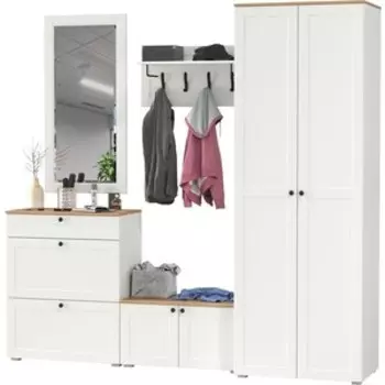 Прихожая Моби Остин 47, цвет белый шагрень/дуб крафт золотой (1028084)