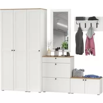 Прихожая Моби Остин 49, цвет белый шагрень/дуб крафт золотой (1028086)