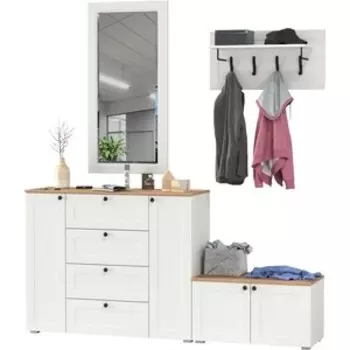 Прихожая Моби Остин 50, цвет белый шагрень/дуб крафт золотой (1028087)