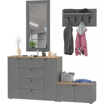 Прихожая Моби Остин 50, цвет серый графит/дуб крафт золотой (1028088)