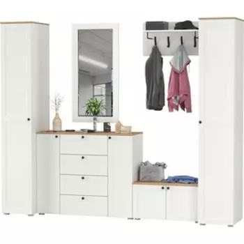 Прихожая Моби Остин 52, цвет белый шагрень/дуб крафт золотой (1028090)