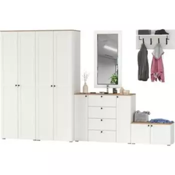 Прихожая Моби Остин 54, цвет белый шагрень/дуб крафт золотой (1028092)