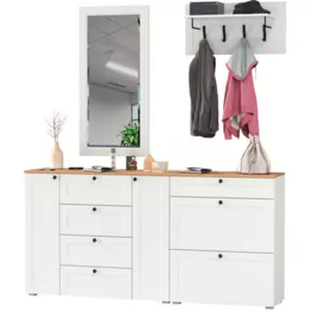 Прихожая Моби Остин 56, цвет белый шагрень/дуб крафт золотой (1028094)