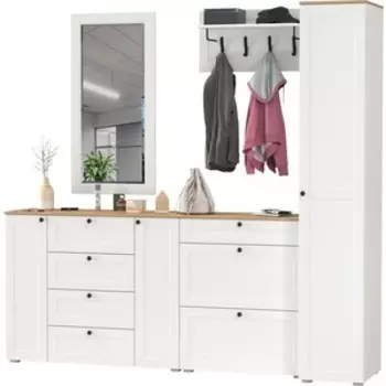 Прихожая Моби Остин 57, цвет белый шагрень/дуб крафт золотой (1028096)