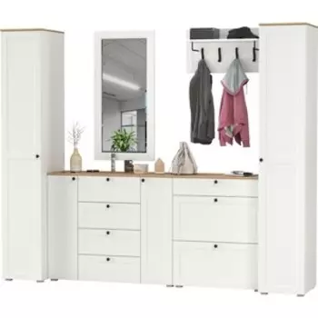 Прихожая Моби Остин 58, цвет белый шагрень/дуб крафт золотой (1028097)