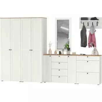 Прихожая Моби Остин 60, цвет белый шагрень/дуб крафт золотой (1028099)