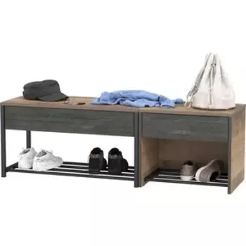 Прихожая Моби Трувор 13.241.03 Тумба для обуви + 13.241.04 Тумба для обуви, цвет дуб гранж песочный/интра (1025747)