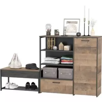 Прихожая Моби Трувор 13.241.03 Тумба для обуви + 13.307.01 Комод, цвет дуб гранж песочный/интра (1025745)