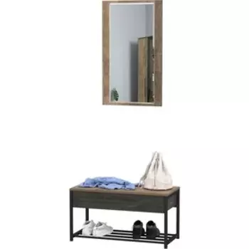 Прихожая Моби Трувор 13.241.03 Тумба для обуви + 15.30 Зеркало, цвет дуб гранж песочный/интра (1025763)