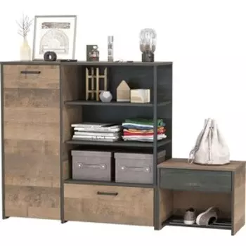 Прихожая Моби Трувор 13.241.04 Тумба для обуви + 13.307.01 Комод, цвет дуб гранж песочный/интра (1025705)