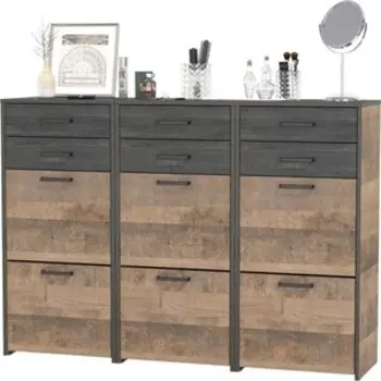 Прихожая Моби Трувор 13.241.06 Тумба для обуви 3 шт., цвет дуб гранж песочный/интра (1025694)