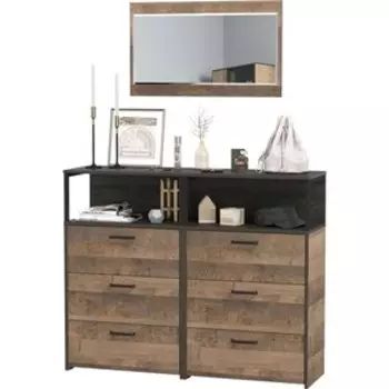 Прихожая Моби Трувор 13.307.02 Комод с ящиками + 13.307.02 Комод с ящиками + 15.30 Зеркало, цвет дуб гранж песочный/интра (1025692)