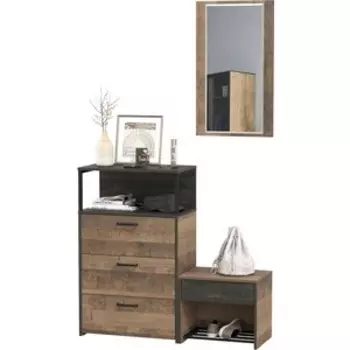 Прихожая Моби Трувор 147, цвет дуб гранж песочный/интра, универсальная сборка (1025711)