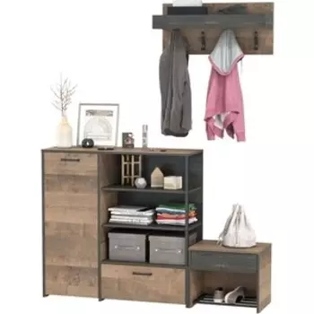 Прихожая Моби Трувор 157, цвет дуб гранж песочный/интра, универсальная сборка (1025723)