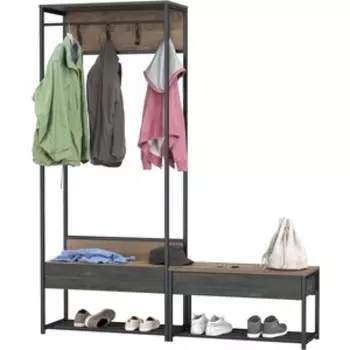 Прихожая Моби Трувор 15.120 + 13.241.03 Тумба для обуви, цвет дуб гранж песочный/интра (1025801)