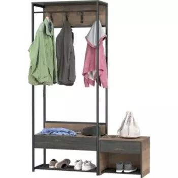 Прихожая Моби Трувор 15.120 + 13.241.04 Тумба для обуви, цвет дуб гранж песочный/интра (1025799)