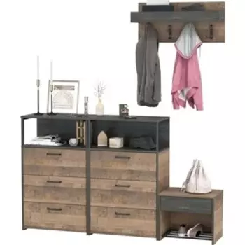 Прихожая Моби Трувор 160, цвет дуб гранж песочный/интра, универсальная сборка (1025726)