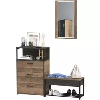 Прихожая Моби Трувор 196, цвет дуб гранж песочный/интра, универсальная сборка (1025768)