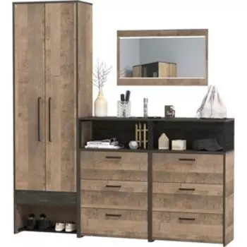 Прихожая Моби Трувор 203, цвет дуб гранж песочный/интра, универсальная сборка (1025784)