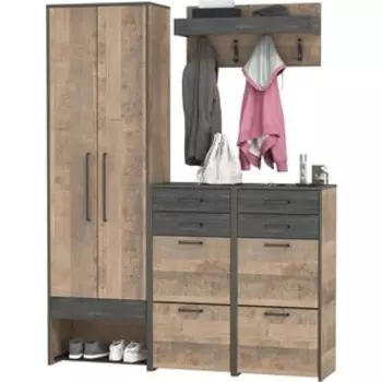 Прихожая Моби Трувор 206, цвет дуб гранж песочный/интра, универсальная сборка (1025787)