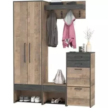 Прихожая Моби Трувор 209, цвет дуб гранж песочный/интра, универсальная сборка (1025790)