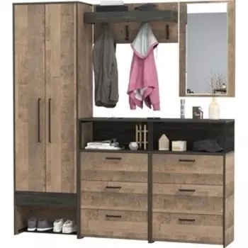 Прихожая Моби Трувор 210, цвет дуб гранж песочный/интра, универсальная сборка (1025791)