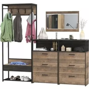 Прихожая Моби Трувор 219, цвет дуб гранж песочный/интра, универсальная сборка (1025809)