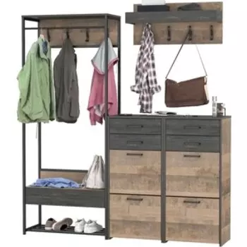 Прихожая Моби Трувор 222, цвет дуб гранж песочный/интра, универсальная сборка (1025812)