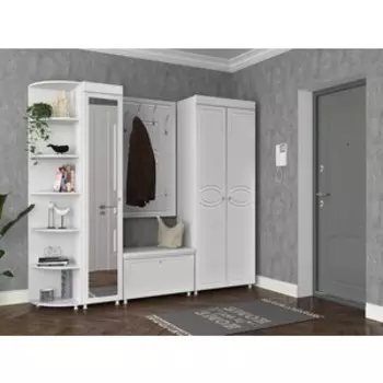 Прихожая Олимп Монако-9 (МН-3+МН-22+МН-42+МН-29+МН-16) Белое дерево