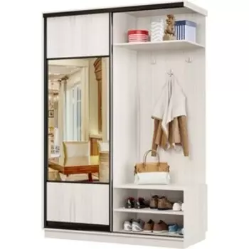 Прихожая правая Классика 01 (каркас каттхульт, фасад 05 каттхульт) профиль черный муар Пр.п.01.2200.1200.450.05.03.03.07