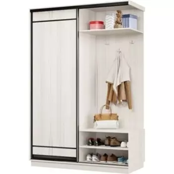 Прихожая правая Классика 01 (каркас каттхульт, фасад 06 каттхульт) профиль черный муар Пр.п.01.2200.1200.450.06.03.03.07