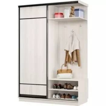 Прихожая правая Классика 01 (каркас каттхульт, фасад 07 каттхульт) профиль черный муар Пр.п.01.2200.1200.450.07.03.03.07