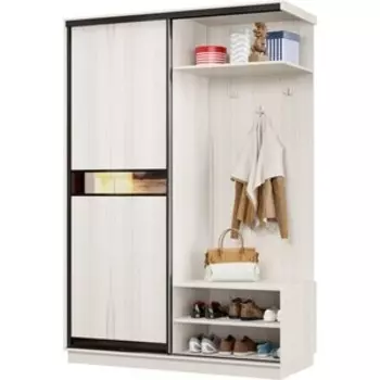 Прихожая правая Классика 01 (каркас каттхульт, фасад 14 каттхульт) профиль черный муар Пр.п.01.2200.1200.450.14.03.03.07