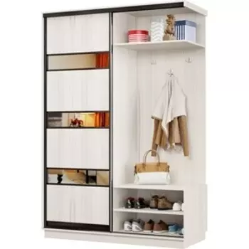 Прихожая правая Классика 01 (каркас каттхульт, фасад 16 каттхульт) профиль черный муар Пр.п.01.2200.1200.450.16.03.03.07