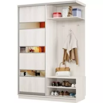 Прихожая правая Классика 01 (каркас каттхульт, фасад 16 каттхульт) профиль серебро Пр.п.01.2200.1200.450.16.03.03.01