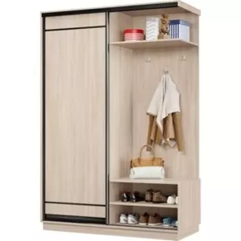 Прихожая правая Классика 01 (каркас ясень шимо светлый, фасад 06 ясень шимо светлый) профиль черный муар Пр.п.01.2200.1200.450.06.01.01.07