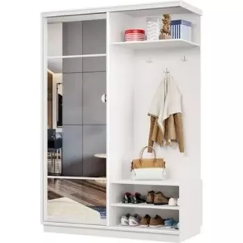 Прихожая правая Классика 03 (каркас белый, фасад 11 зеркало) профиль белый глянец Пр.п.03.2400.1200.450.11.07.00.06