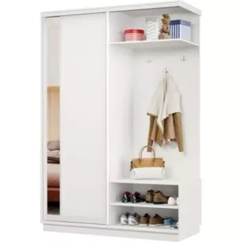 Прихожая правая Классика 03 (каркас белый, фасад 12 белый) профиль белый глянец Пр.п.03.2400.1200.450.12.07.07.06