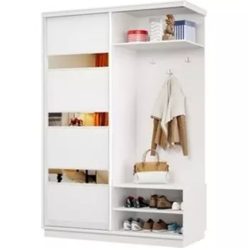 Прихожая правая Классика 03 (каркас белый, фасад 16 белый) профиль белый глянец Пр.п.03.2400.1200.450.16.07.07.06