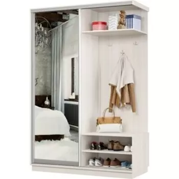 Прихожая правая Классика 03 (каркас каттхульт, фасад 01 зеркало) профиль серебро Пр.п.03.2400.1200.450.01.03.00.01