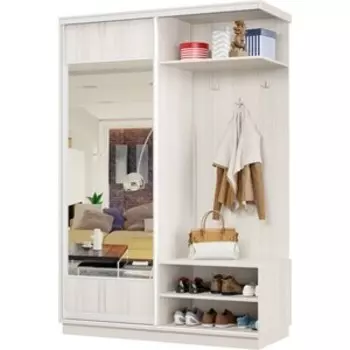 Прихожая правая Классика 03 (каркас каттхульт, фасад 04 каттхульт) профиль белый глянец Пр.п.03.2400.1200.450.04.03.03.06