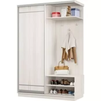 Прихожая правая Классика 03 (каркас каттхульт, фасад 06 каттхульт) профиль серебро Пр.п.03.2400.1200.450.06.03.03.01