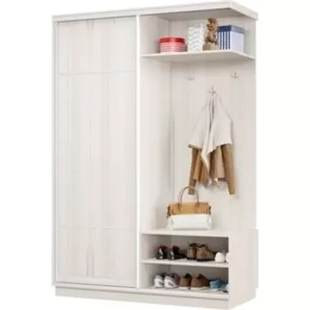 Прихожая правая Классика 03 (каркас каттхульт, фасад 08 каттхульт) профиль белый глянец Пр.п.03.2400.1200.450.08.03.03.06