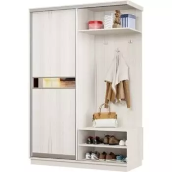 Прихожая правая Классика 03 (каркас каттхульт, фасад 14 каттхульт) профиль серебро Пр.п.03.2400.1200.450.14.03.03.01