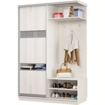 Прихожая правая Классика 03 (каркас каттхульт, фасад 15 каттхульт) профиль серебро Пр.п.03.2400.1200.450.15.03.03.01