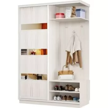 Прихожая правая Классика 03 (каркас каттхульт, фасад 16 каттхульт) профиль белый глянец Пр.п.03.2400.1200.450.16.03.03.06