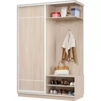 Прихожая правая Классика 03 (каркас ясень шимо светлый, фасад 07 ясень шимо светлый) профиль белый глянец Пр.п.03.2400.1200.450.07.01.01.06