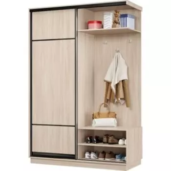 Прихожая правая Классика 03 (каркас ясень шимо светлый, фасад 08 ясень шимо светлый) профиль черный муар Пр.п.03.2400.1200.450.08.01.01.07