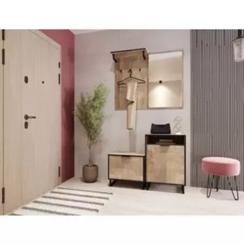 Прихожая Сильва Фолк комплектация 2 (НМ 014.15+НМ 040.01-01+НМ 014.44+НМ 013.27) Дуб Гранж Песочный (TSLV0107)